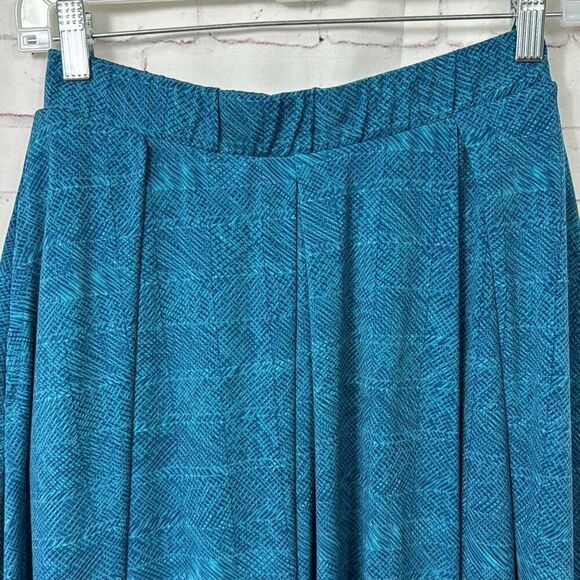 LuLaRoe Skirt Womens Small Pleated Midi Striped Pull On A Line Pocket Blue Teal - Picture 2 of 9